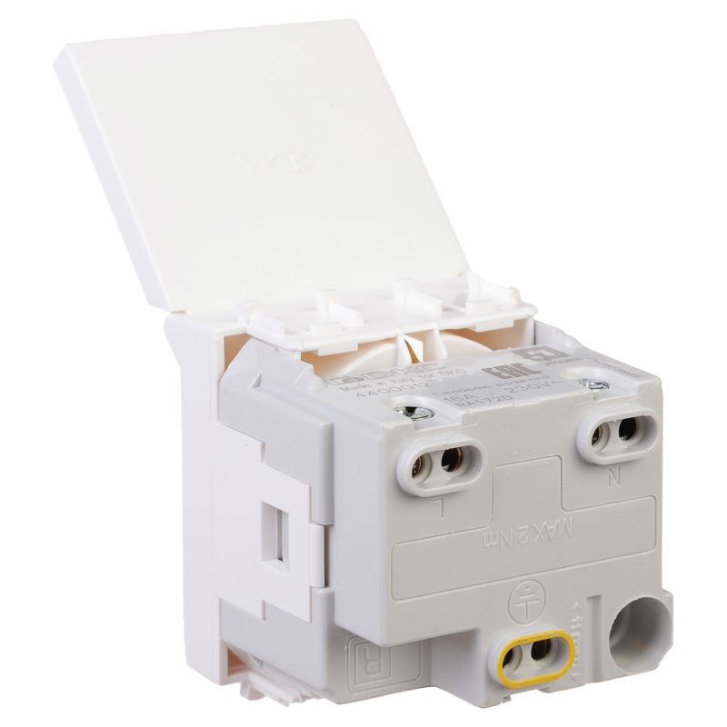  Розетка 1-м 2мод. Avanti "Белое облако" 16А IP41 2P+E защ. шторки с крышкой бел. DKC 4400012 фото в каталоге от BTSprom.by