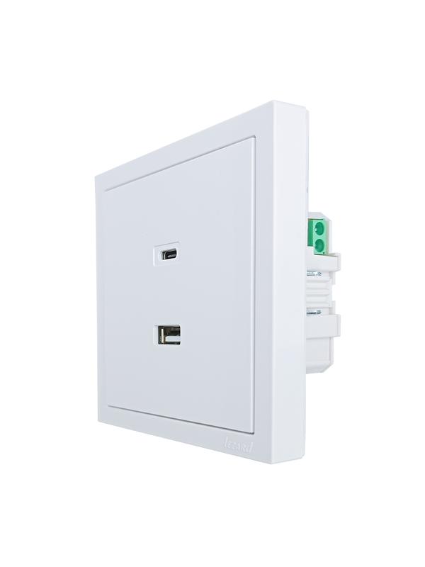  Розетка Type-C+ USB разъем СП ZIMA IP20 бел. LEZARD 704-0288-192TC фото в каталоге от BTSprom.by