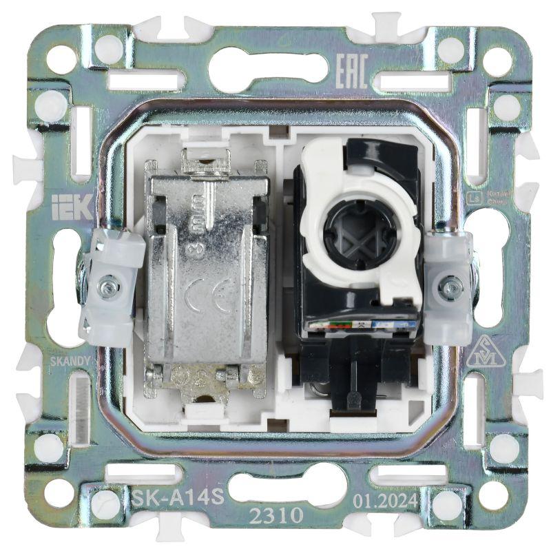 Розетка двойная TV+RJ45 кат.5E SKANDY SK-A14S серебр. IEK SK-AK20-1-K23 фото в каталоге от BTSprom.by