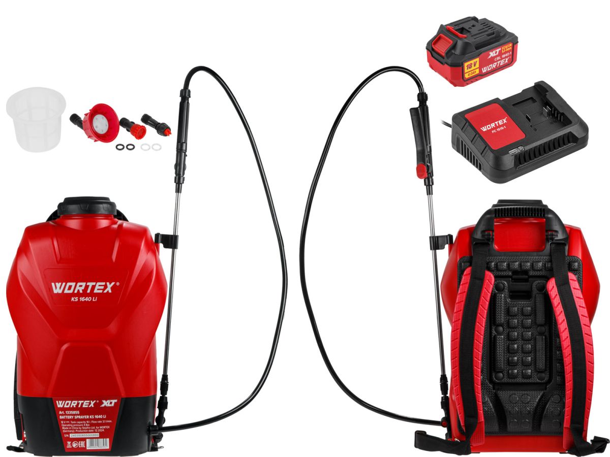 Аккум. опрыскиватель WORTEX KS 1640 Li в кор. ALL1 XLT SET 18В, 16 л, 4 Ач (4 Ач акб, 2 А зу, мягкая спинка, ручка для переноски) 1335856 фото в каталоге от BTSprom.by  Аккум. опрыскиватель WORTEX KS 1640 Li в кор. ALL1 XLT SET 18В, 16 л, 4 Ач (4 Ач акб, 2 А зу, мягкая спинка, ручка для переноски) 1335856 фото в каталоге от BTSprom.by