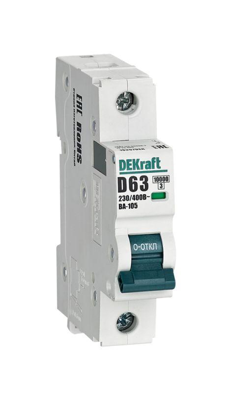 выключатель автоматический модульный 1п d 63а 10ка ва-105 dekraft 13207dek от BTSprom.by