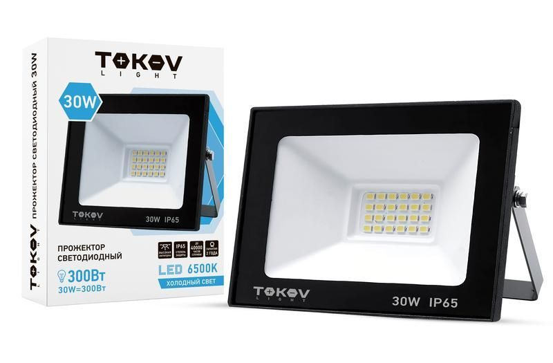 прожектор светодиодный 30вт 1700лм 6500к ip65 черн. (tkl) tokov electric tkl-fl/led-30-6.5k-ip65 от BTSprom.by