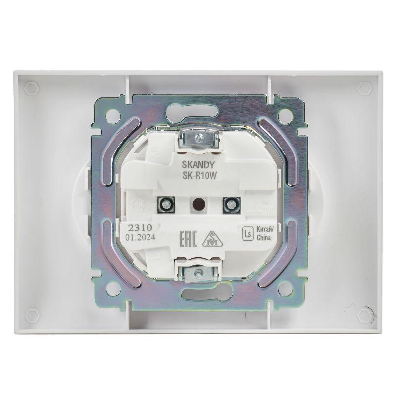  Розетка 2-м SKANDY 10А без заземл. без защ. шторок в сборе SK-R10W арктич. бел. IEK SK-R20-10-K01-F фото в каталоге от BTSprom.by