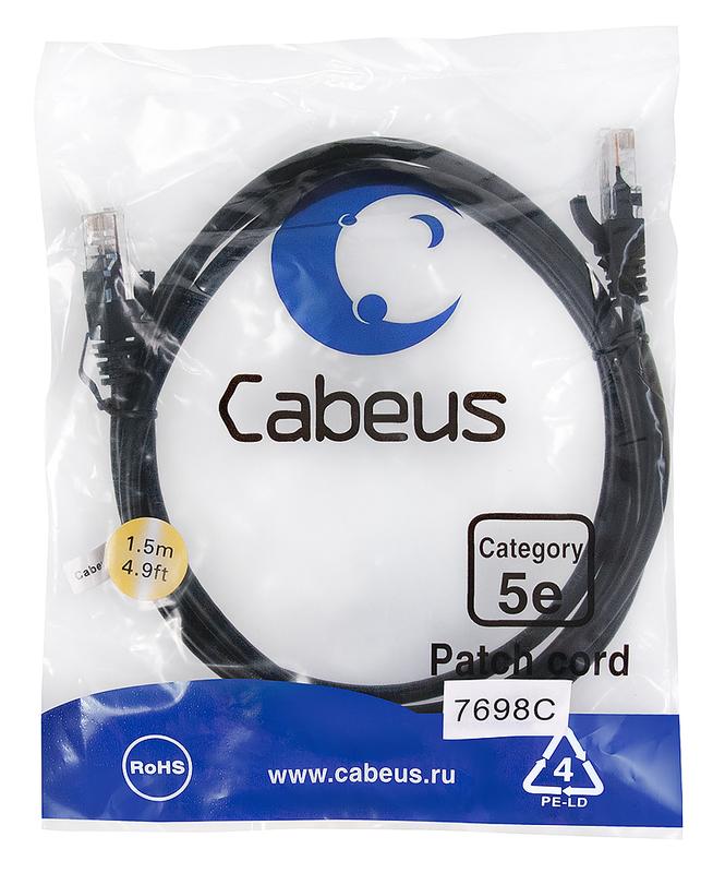 патч-корд u/utp кат.5e pc-utp-rj45-cat.5e-1.5m-bk-lszh 2xrj45/8p8c неэкранир. lszh 1.5м черн. cabeus 9538c от BTSprom.by