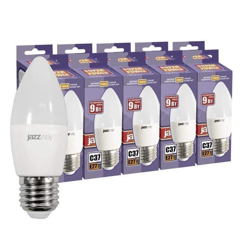 лампа светодиодная pled-sp 9вт c37 3000к тепл. бел. e27 230в 50гц (уп.10шт) jazzway 5001930 от BTSprom.by
