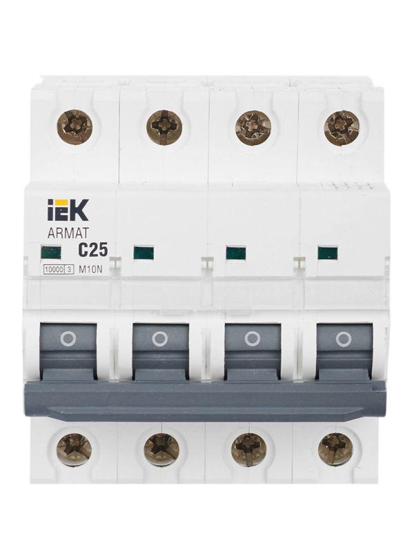  Выключатель автоматический модульный 4п C 25А M10N ARMAT IEK AR-M10N-4-C025 фото в каталоге от BTSprom.by