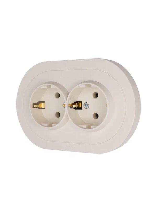  Розетка 2-м СП OSEN с заземл. ПБТ круглая механизм сл. кость LEZARD 744-9000-127B фото в каталоге от BTSprom.by