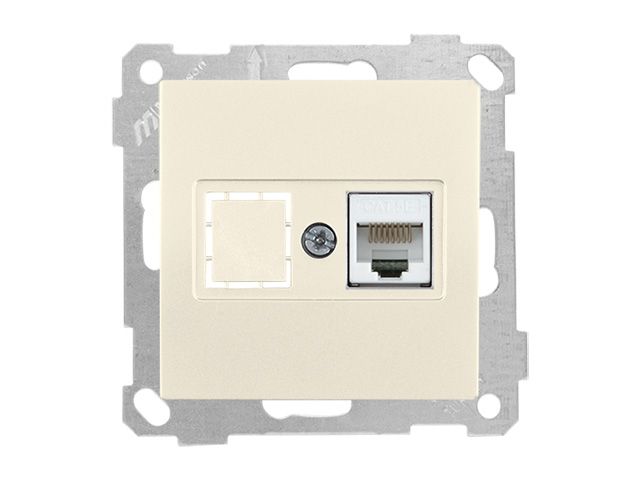 розетка компьютерная 1xrj45 (cat5e, скрытая, без рамки) кремовая, daria, mutlusan ((rj 45)   8-pin, соединения типа 568a или 568b) 2100 136 0102 от BTSprom.by