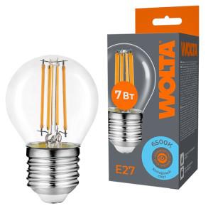лампа светодиодная filament g45 7вт шар прозрачная 6500к e27 630лм wolta wf-g45-7w6ke27 от BTSprom.by