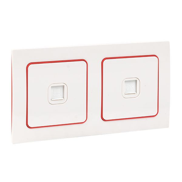  Рамка 2-м Стокгольм бел. с линией цвета красн. PROxima EKF EXM-G-305-20 фото в каталоге от BTSprom.by