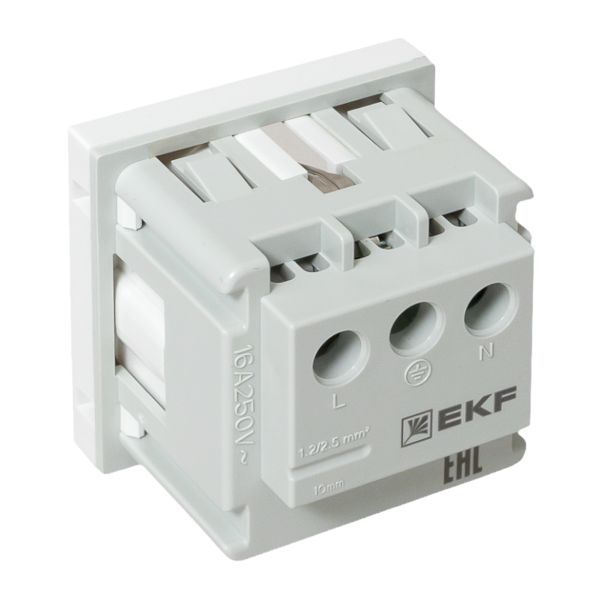  Розетка 1-м 2мод. C-Line РКС-20-30-П 45х45 с заземл. бел. EKF E2MR16-028-10 фото в каталоге от BTSprom.by