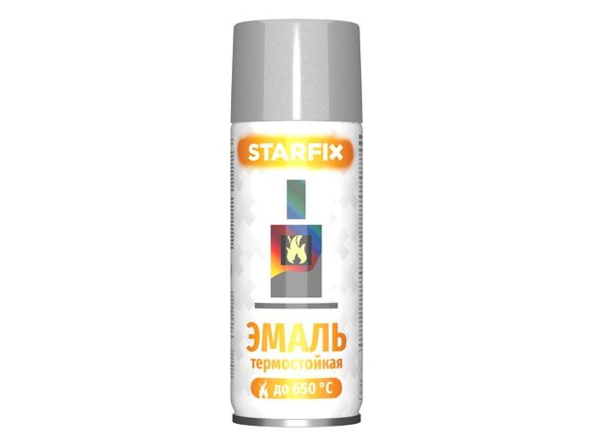 краска-эмаль аэроз. термостойкая силиконовая серебристый starfix 520мл sm-39874-1 от BTSprom.by