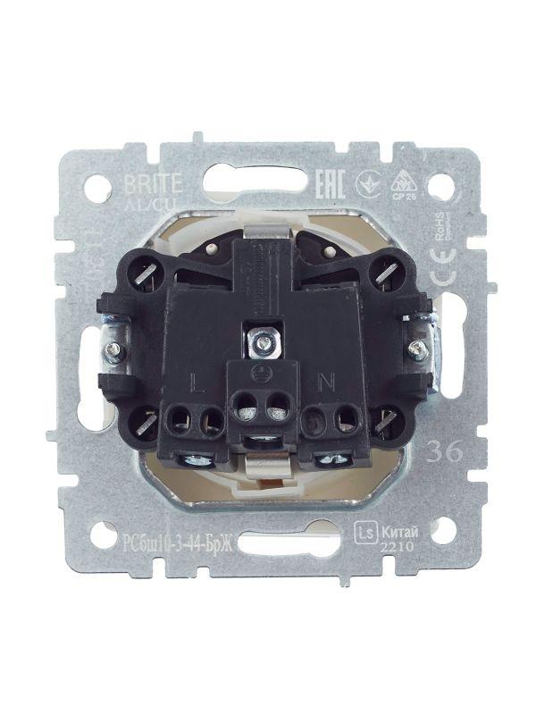  Розетка BRITE РСбш10-3-44-БрЖ 16А IP44 с заземл. защ. шторки с крышкой механизм жемчуж. IEK BR-R16-16-44-K36 фото в каталоге от BTSprom.by