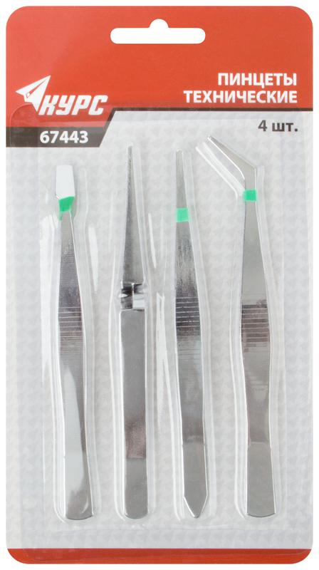  Пинцеты набор (уп.4шт) КУРС 67443 фото в каталоге от BTSprom.by