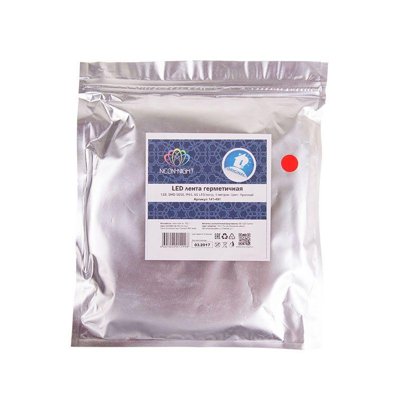  Лента светодиодная SMD5050 14.4Вт/м 60LED/м 12В IP65 красн. (уп. 5м) Lamper 141-491 фото в каталоге от BTSprom.by