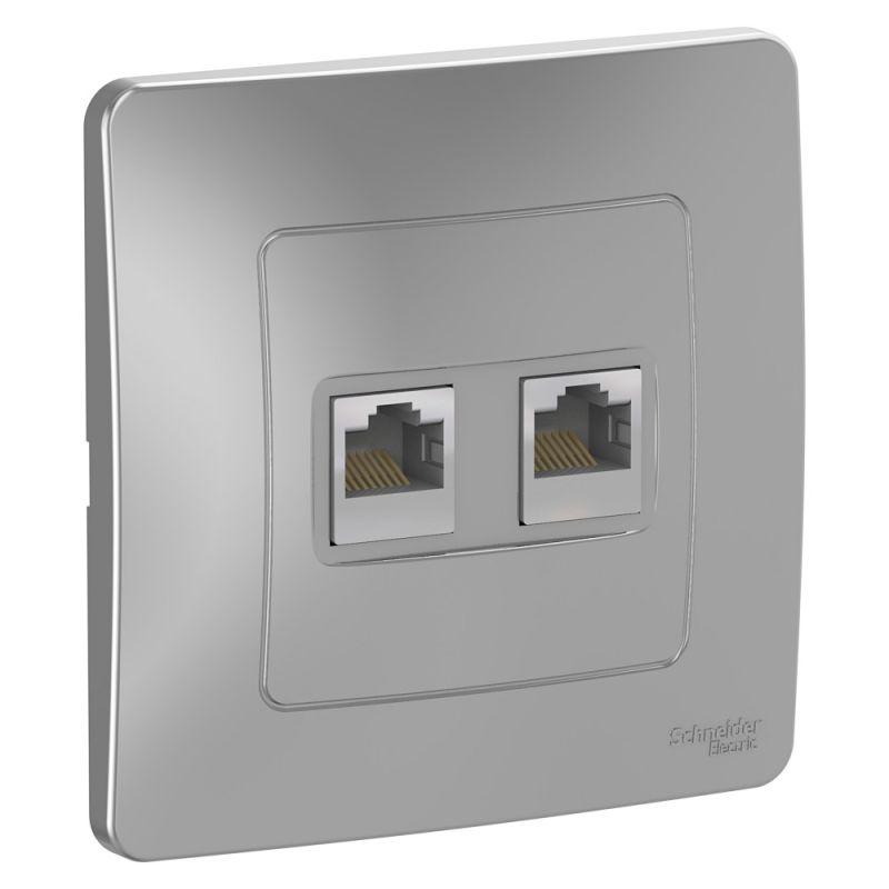розетка компьютерная 2-м сп blanca rj45 кат.5e алюм. se blnis045453 от BTSprom.by