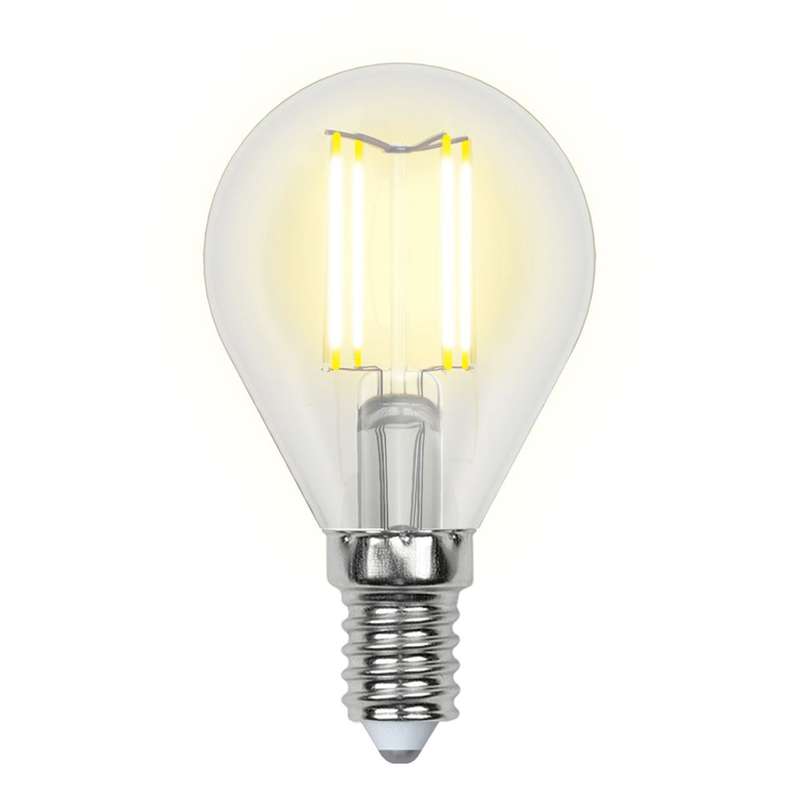 лампа светодиодная led-g45-5w/ww/e14/cl/dim gla01tr форма "шар" прозр. air свет теплый бел. 3000к диммир. упак. картон uniel ul-00002866 от BTSprom.by