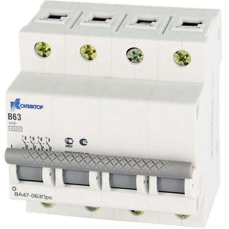 выключатель автоматический модульный 4п b 6а 4.5ка ва47-063про контактор 7000064 от BTSprom.by