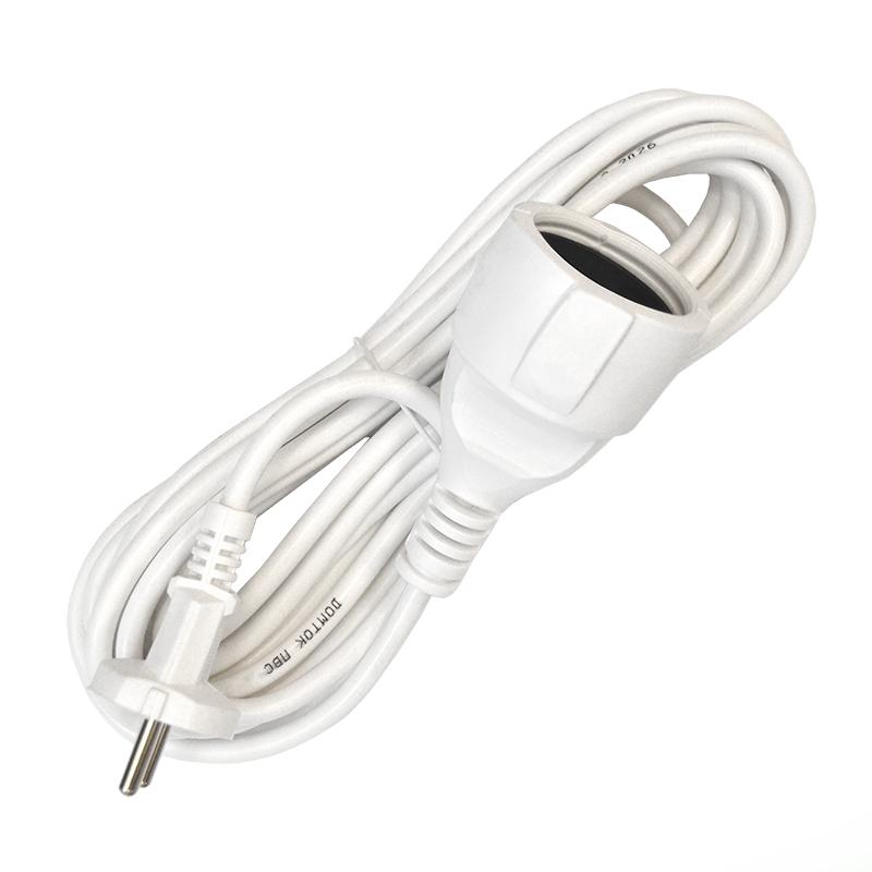 удлинитель-шнур 1х5м без заземл. 10а ip20 пвс 2х1 бел. domtok 2337 от BTSprom.by