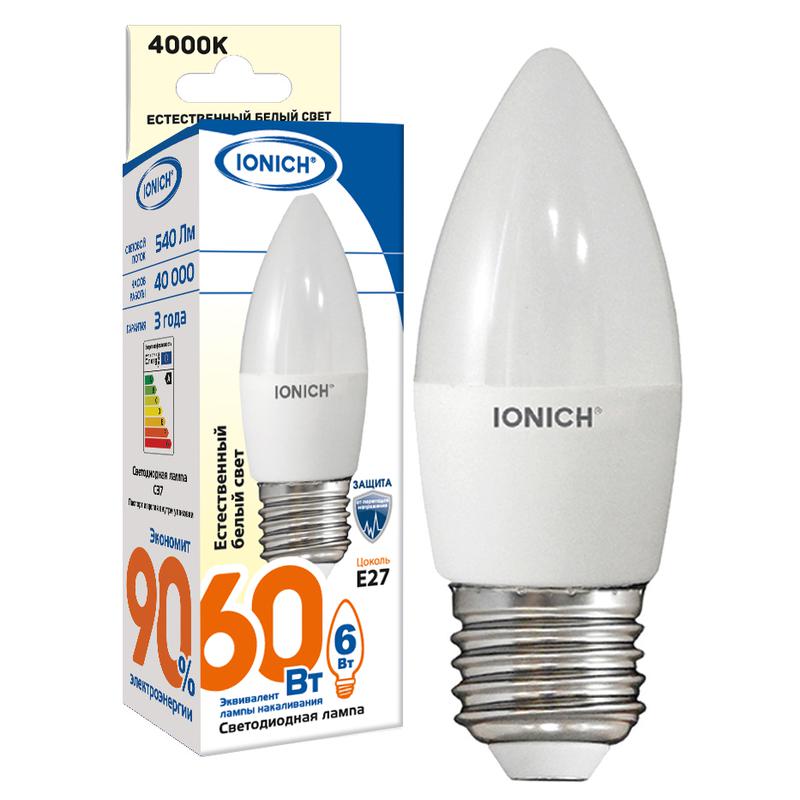 лампа светодиодная iled-smd2835-c37-6-540-220-4-e27 (0162) ionich 1532 от BTSprom.by
