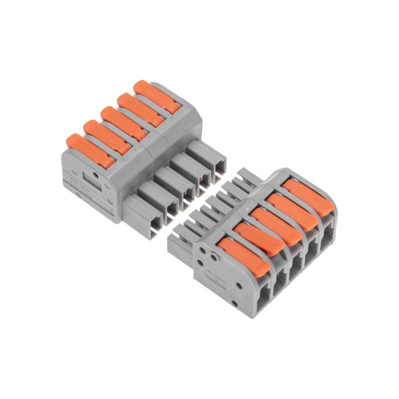  Клемма СМК 222-425R проходная разъемная 5 полюсов сер. 0.2-2.5/4кв.мм Rexant 07-5265 фото в каталоге от BTSprom.by