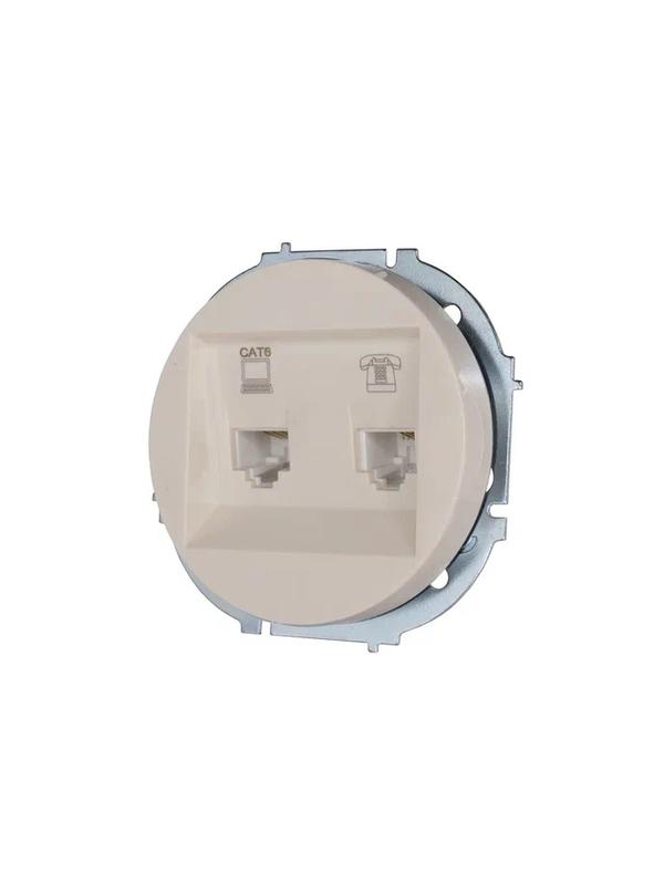  Розетка компьютерная + телефонная OSEN RJ45 кат.6 + RJ11 с модулем механизм сл. кость LEZARD 743-9088-144 фото в каталоге от BTSprom.by