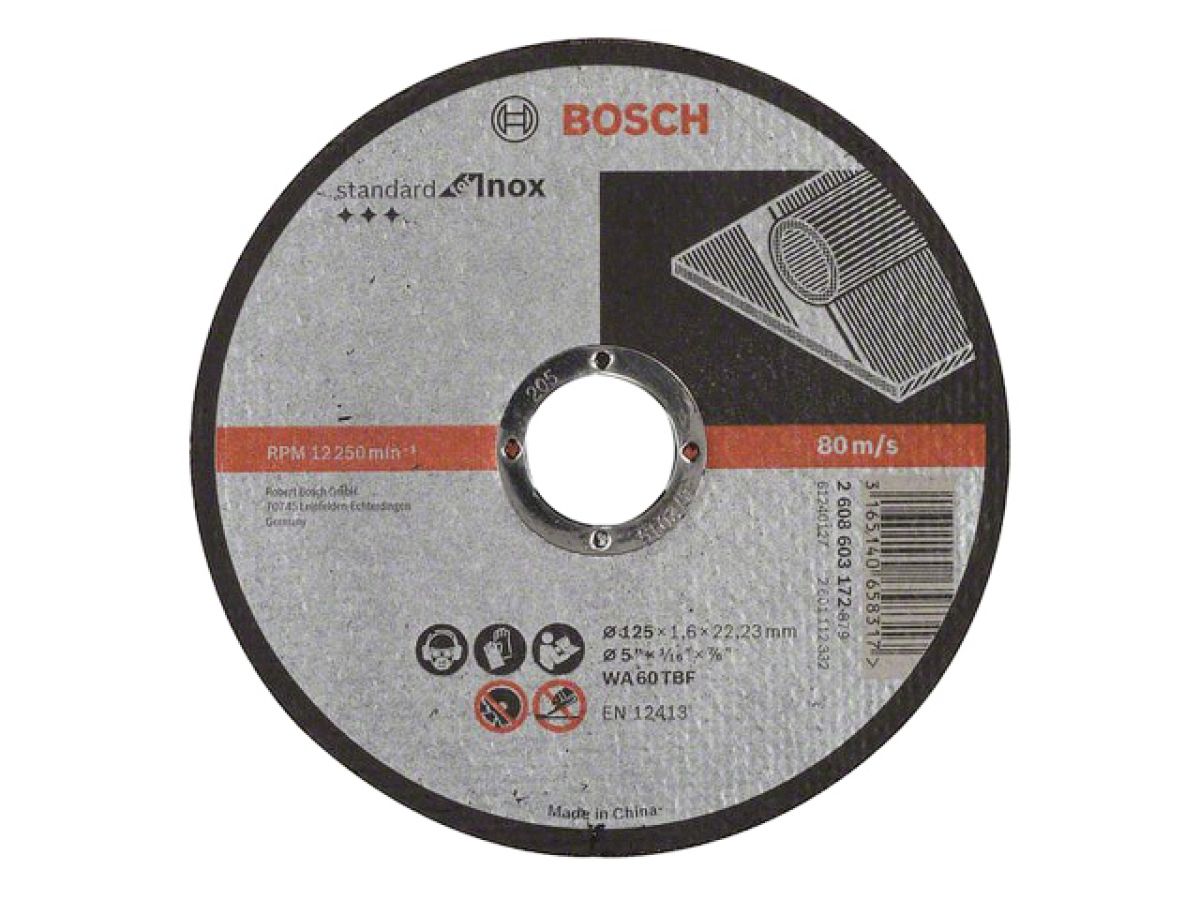 круг отрезной 125х1.6x22.2 мм для нерж. стали standart bosch 2608603172 от BTSprom.by