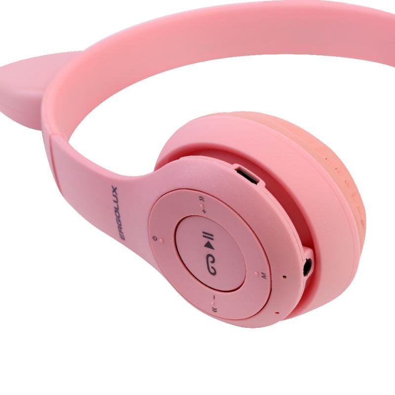  Наушники накладные беспроводные ELX-BTHP02-C14 FM MP3 микрофон ушки розов. ERGOLUX 15459 фото в каталоге от BTSprom.by