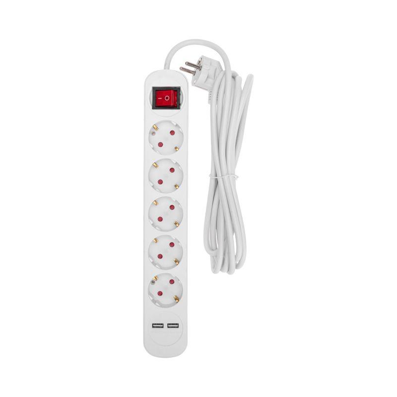 удлинитель 5х3м с заземл. standard 2хusb 3х1кв.мм с выкл. бел. rexant 13-4035 от BTSprom.by