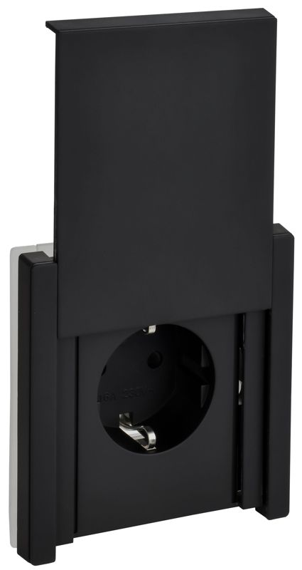 розетка 1-м сп forte&piano fp121m 16а ip44 с заземл. защ. шторки с крышкой винтовое крепление черн. iek fp-r16-16-44-m-k02 от BTSprom.by