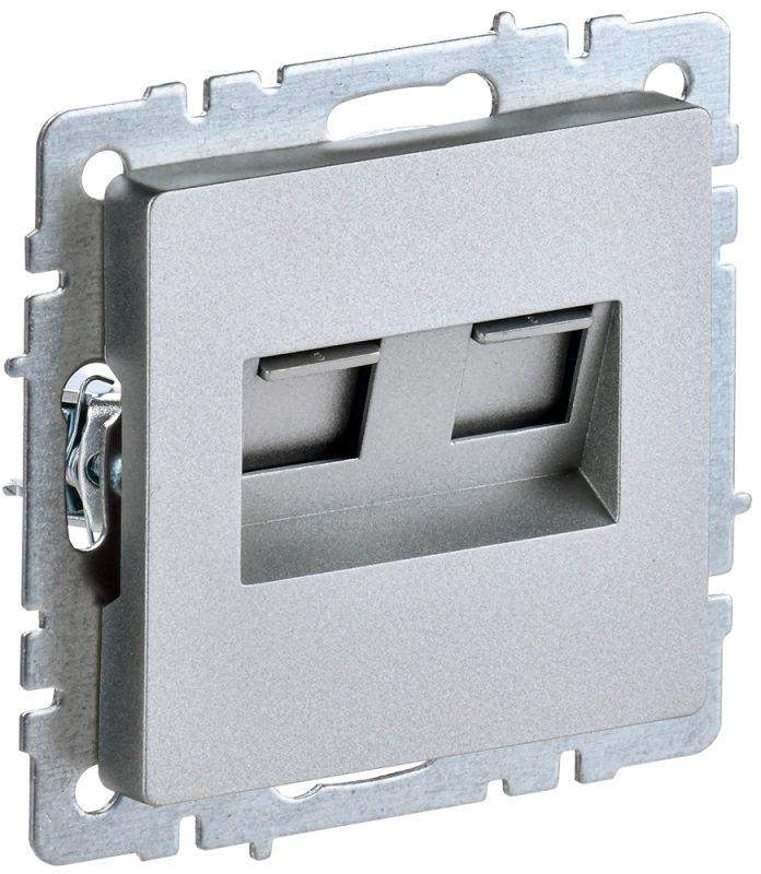 розетка двойная сп rj11+rj45 кат.5e brite рк/т12-бра алюм. iek br-kt20-o-1-k47 от BTSprom.by