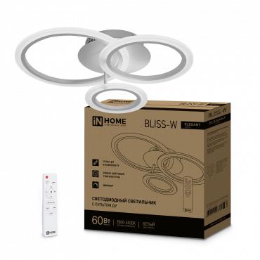 светильник светодиодный elegant bliss-w 60вт 3000-6500к 4700лм 230в 500х500х140мм с пультом ду бел. in home 4690612043364 от BTSprom.by