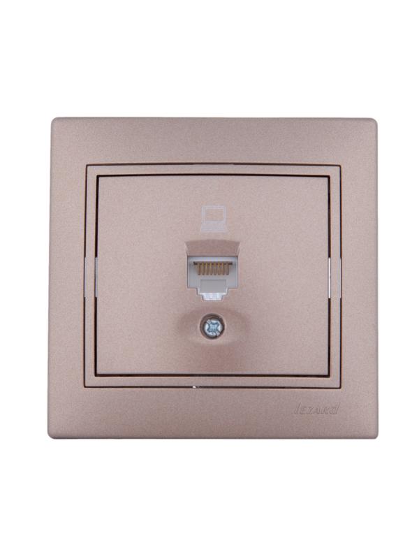 розетка компьютерная 1-м сп mira rj45 16а ip20 со вставкой свет. корич. перламутр. lezard 701-3131-139 от BTSprom.by