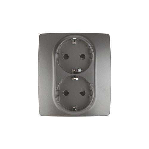 розетка 2-м сп эра12 12-2104-12 16а ip20 16ax 250в 2х2p+e schuko защ. шторки графит эра б0019331 от BTSprom.by