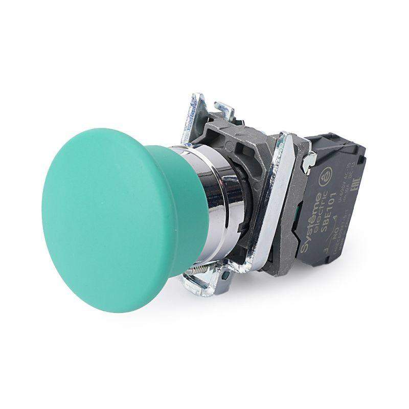 кнопка с грибовидной головкой sb4 в сборе 22мм 40мм с возвратом металл 1но зел. se sb4bc31 от BTSprom.by