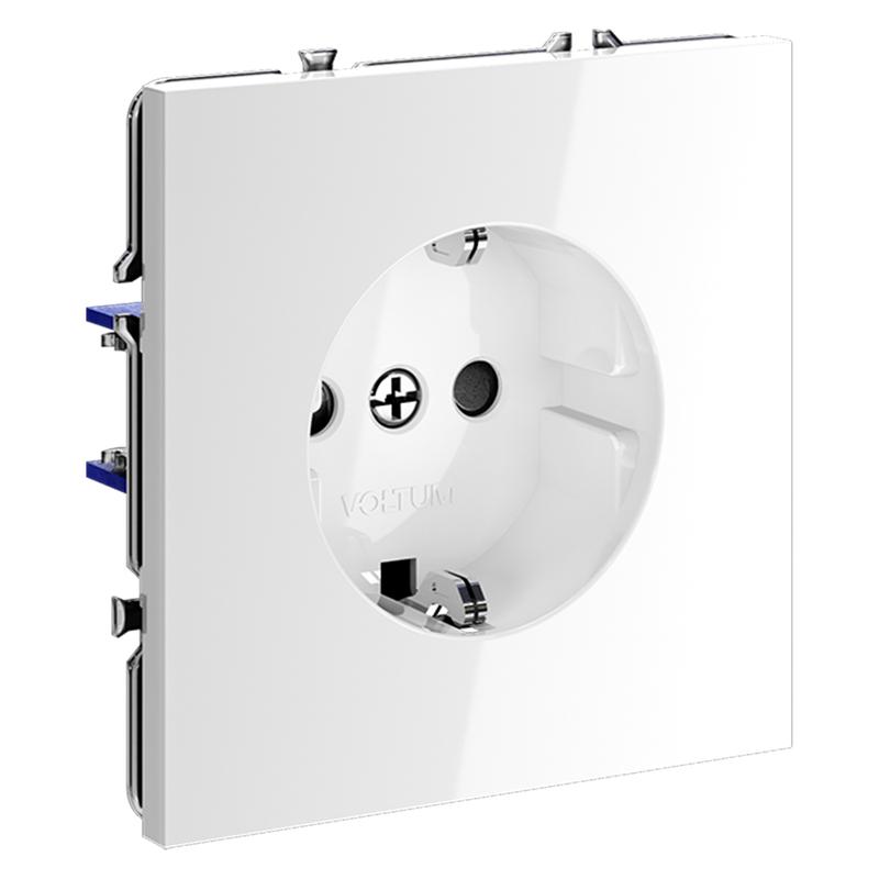  Розетка 1-м СП S70 16А с заземл. защ. шторки механизм бел. глянцевый Voltum VLS040201 фото в каталоге от BTSprom.by