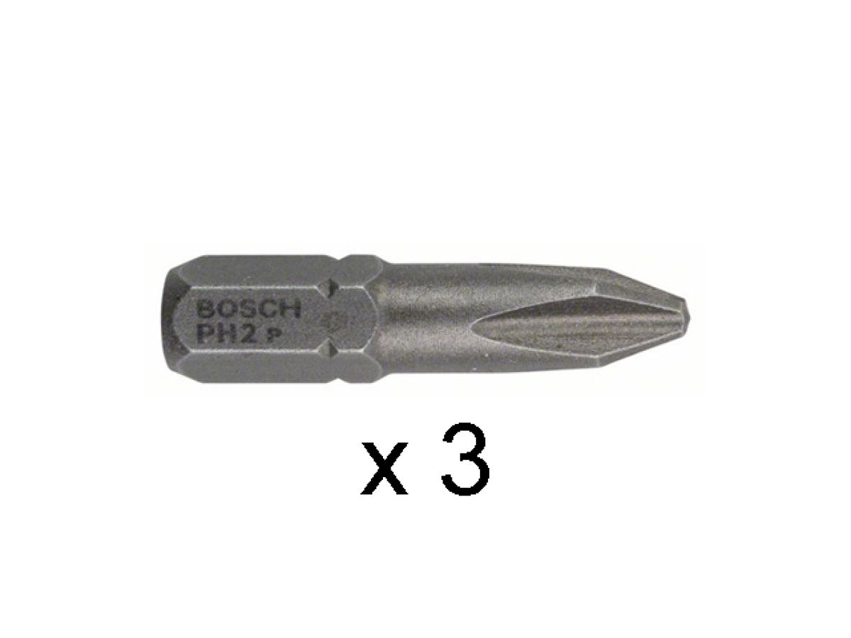 насадка (бита) крестообразная ph2 25 мм bosch в розничн. упак. (3 шт.) (посадочн. шестигранник 1/4 ") 2607001511 от BTSprom.by