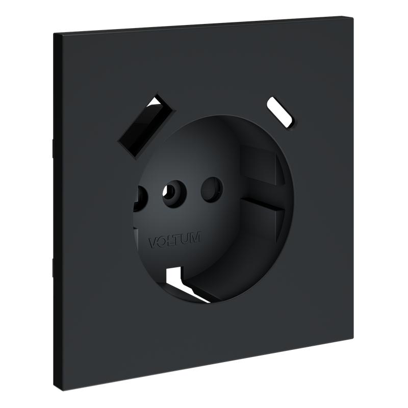 накладка для розетки с заземлением и защитными шторками с usb a+c s70 графит voltum vls001007 от BTSprom.by