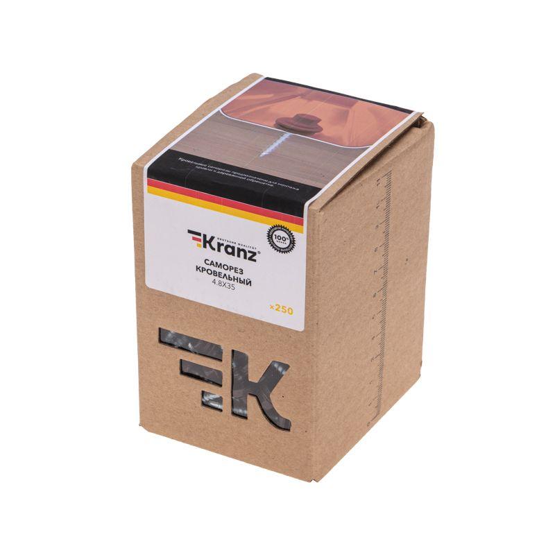  Саморез кровельный 4.8х35мм окрашенный RAL 8017 короб (уп.250шт) Kranz 1202-4835-3 фото в каталоге от BTSprom.by