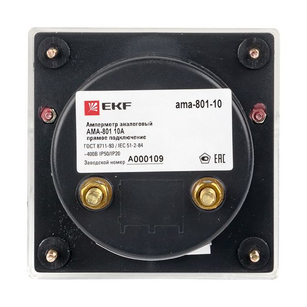  Амперметр аналоговый AM-A801 на панель 80х80 кругл. вырез 10А прям. подкл. EKF am-a801-10/ama-801-10 фото в каталоге от BTSprom.by
