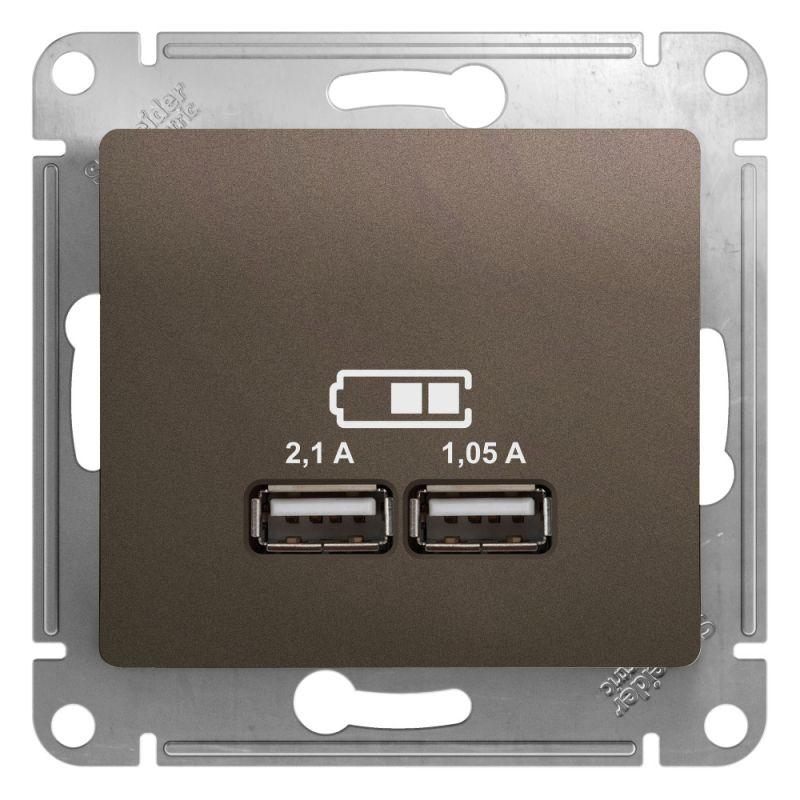 розетка usb 2-м сп glossa тип a+a 5в/2100ма 2х5в/1050ма механизм шоколад se gsl000833 от BTSprom.by