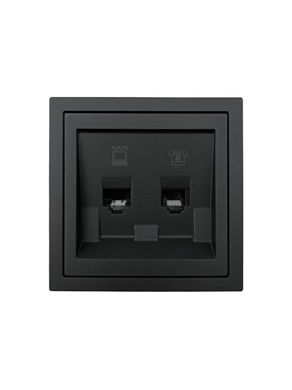 розетка компьютер+телефон сп zima ip20 с модулем cat 6 черн. бархат lezard 704-4288-144 от BTSprom.by