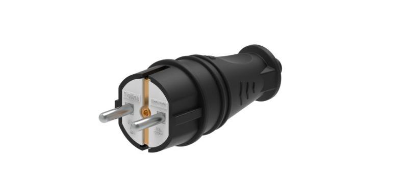 вилка прямая multiset 16а 250в ip44 с заземл. каучук черн. se mst4001bk от BTSprom.by