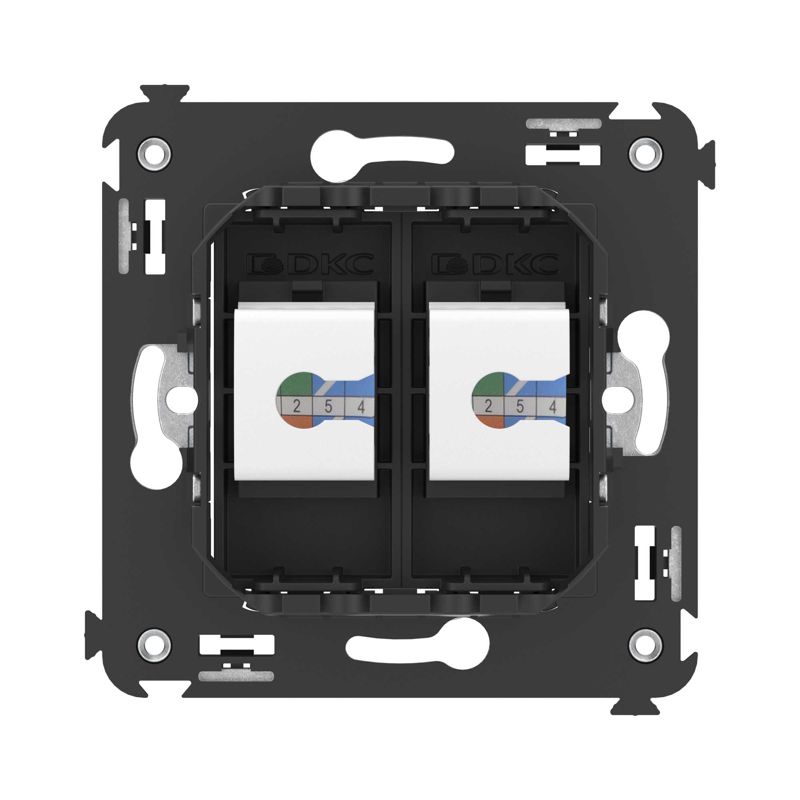  Розетка компьютерная 2-м СП Avanti "Черный матовый" RJ45 кат.5E без шторок механизм DKC 4412664 фото в каталоге от BTSprom.by