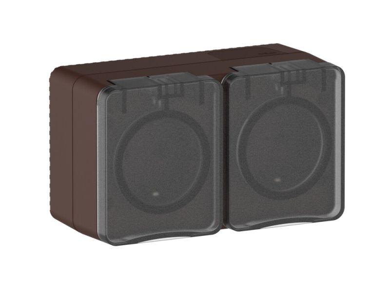  Розетка 2-м ОП AtlasDesign PROFI 16А IP54 заземл. защ. шторки корич. SE ATN546026 фото в каталоге от BTSprom.by