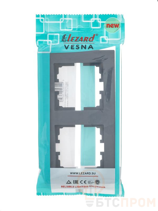 Рамка 2-местн. вертик. VESNA графит LEZARD 742-3400-152 фото в каталоге от BTSprom.by  Рамка 2-местн. вертик. VESNA графит LEZARD 742-3400-152 фото в каталоге от BTSprom.by