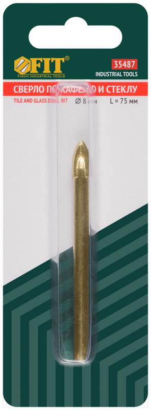  Сверло по кафелю и стеклу; 4 режущие кромки; титановое покрытие 8х75мм FIT 35487 фото в каталоге от BTSprom.by