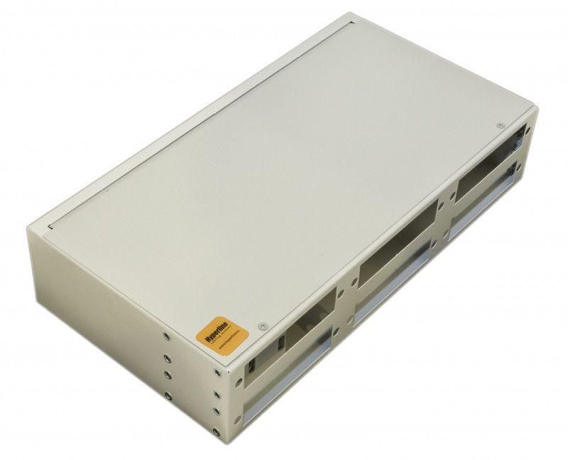 бокс оптический fo-19r-2u-6хslt-w140h42-48un-gy универс. 19дюйм от 8 до 48 портов (sc duplex lc st fc) (со спайс. пласт. без пигтейлов. и прох. адапт.) 2u сер. hyperline 250431 от BTSprom.by