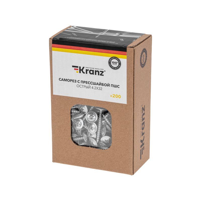 Саморез с прессшайбой ПШС острый 4.2х32 (уп.200шт) Kranz KR-01-3361-006 фото в каталоге от BTSprom.by