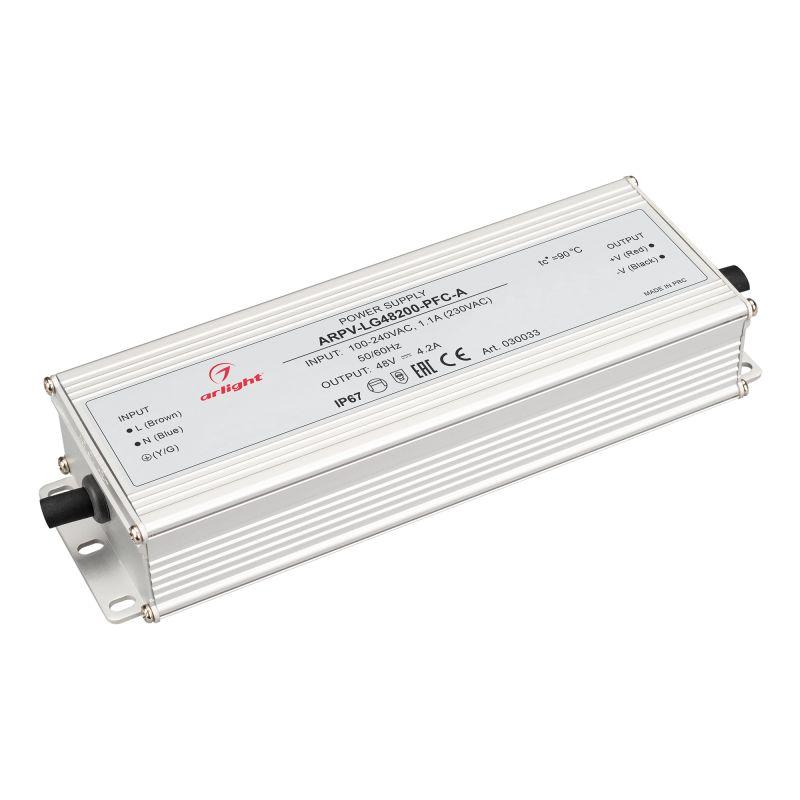 блок питания arpv-lg48200-pfc-a 48в 4.2а 200вт ip67 метал. 5 лет arlight 030033 от BTSprom.by